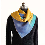 Yellow Ochre & Cobalt Blue Pure Handwoven Pashmina Stole