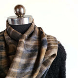 Slate Grey & Brown Ikat Handwoven Pashmina Stole