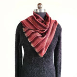 Wine Red & Light Coral Striped Handwoven Pashmina Stole