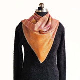 Dark Coral & Yellow Striped Pure Handwoven Pashmina Stole