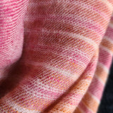 Dark Coral & Yellow Striped Pure Handwoven Pashmina Stole