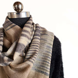 Beige & Blue Ikat Pure Handwoven Pashmina Stole