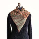 Peach & Sage Green Check Handwoven Pashmina Stole