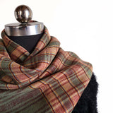 Peach & Sage Green Check Handwoven Pashmina Stole