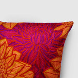Aster Chainstitch Embroidered Cushion Cover Red & Yellow