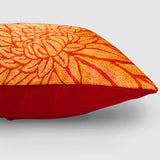 Aster Chainstitch Embroidered Cushion Cover Red & Yellow