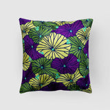 Fronds Chainstitch Embroidered  Cushion Cover Blue, Purple and Green