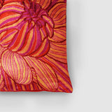 Dahlias Chainstitch Embroidered Cushion Cover Red & Yellow