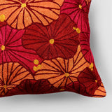 Fronds Chainstitch Embroidered  Cushion Cover Red & Yellow