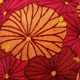 Fronds Chainstitch Embroidered  Cushion Cover Red & Yellow