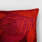 Leaves Chainstitch Embroidered  Cushion Cover Red & Yellow