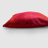 Leaves Chainstitch Embroidered  Cushion Cover Red & Yellow