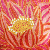 Lotus Chainstitch Embroidered  Cushion Cover Red & Yellow