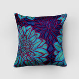 Aster Chainstitch Embroidered Cushion Cover Blue and Red