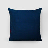 Aster Chainstitch Embroidered Cushion Cover Blue and Red