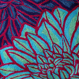 Aster Chainstitch Embroidered Cushion Cover Blue and Red