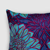 Aster Chainstitch Embroidered Cushion Cover Blue and Red