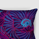 Poppies Chainstitch Embroidered Cushion Cover Blue & Red