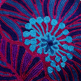 Poppies Chainstitch Embroidered Cushion Cover Blue & Red