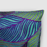 Leaves Chainstitch Embroidered  Cushion Cover Blue, Purple & Green