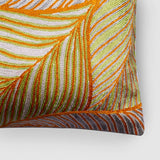 Leaves Chainstitch Embroidered  Cushion Cover - Pastel