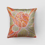 Dahlias Chainstitch Embroidered Cushion Cover - Pastel
