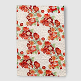 Cream With Tangerine Flowers Hand Embroidered Wool Chainstitch Rug - Zaina by CtoK