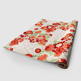 Cream With Tangerine Flowers Hand Embroidered Wool Chainstitch Rug - Zaina by CtoK