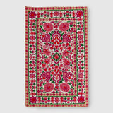 Cream with Rouge Pink Hand Embroidered Chainstitch Rug