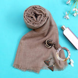 Toasty Brown Classic Handwoven Pure Pashmina Stole - Zaina by CtoK