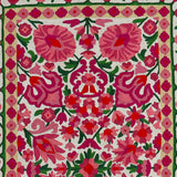 Cream with Rouge Pink Hand Embroidered Chainstitch Rug
