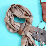 Ecru Pure Handwoven Ikat Pashmina Stole - Zaina by CtoK