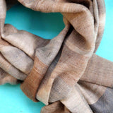 Ecru Pure Handwoven Ikat Pashmina Stole - Zaina by CtoK