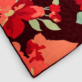 Mocha Brown And Orange Hand Embroidered Wool Chainstitch Rug