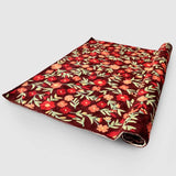 Chocolate Brown And Wild Orange Hand Embroidered Wool Chainstitch Rug - Zaina by CtoK