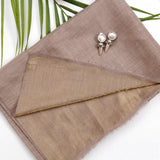 Ecru Gold Shimmer Reversible Handwoven Pashmina Stole - Zaina by CtoK