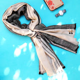 Black & White Striped Handwoven Pashmina Stole