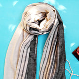 Black & White Striped Handwoven Pashmina Stole