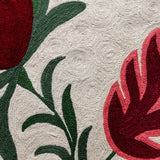 Pearl White Hand Embroidered Chainstitch Runner Rug