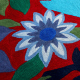 Deep Red Hand Embroidered Chainstitch Rug