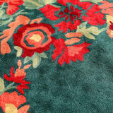 Verdant Green And Flaming Orange Hand Embroidered Wool Chainstitch Rug - Zaina by CtoK