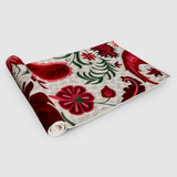 Pearl White Hand Embroidered Chainstitch Runner Rug