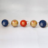 Mixed Ball Baubles - Papier Mache Christmas Decorations in Pack of 5