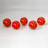 Red & White Snowflake Baubles - Papier Mache Christmas Decorations in Pack of 5