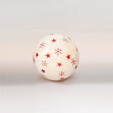 White & Red Snowflake Baubles - Papier Mache Christmas Decorations in Pack of 5