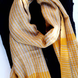 Ochre Striped Handwoven Pashmina Stole