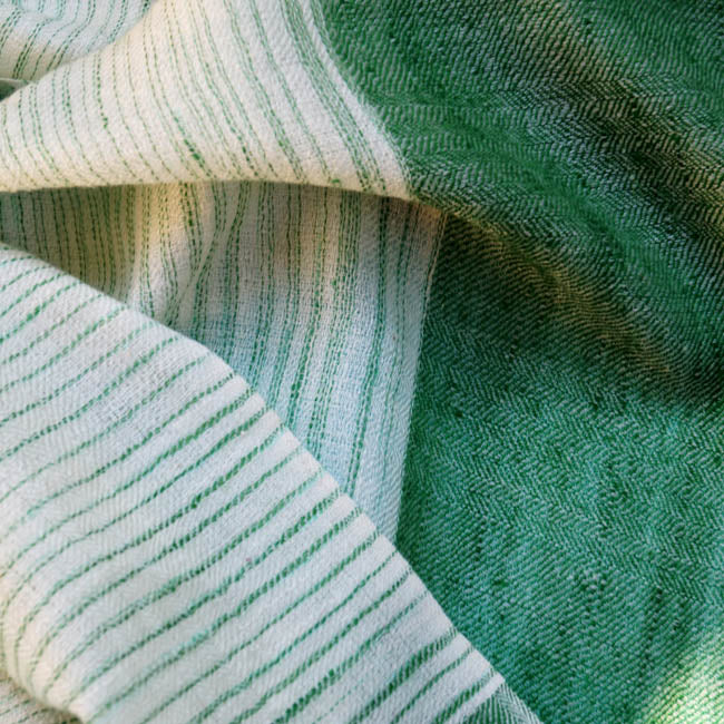 Forest Green Striped Handwoven Pashmina Stole