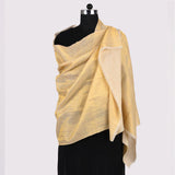 Shimmer Cream Reversible Handwoven Pashmina Shawl - Zaina by CtoK