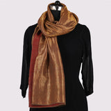Shimmer Crimson Reversible Handwoven Pashmina Stole - Zaina by CtoK