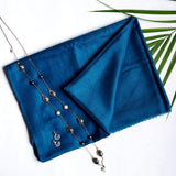 Persian Blue Ombre Pure Handwoven Pashmina Stole - Zaina by CtoK